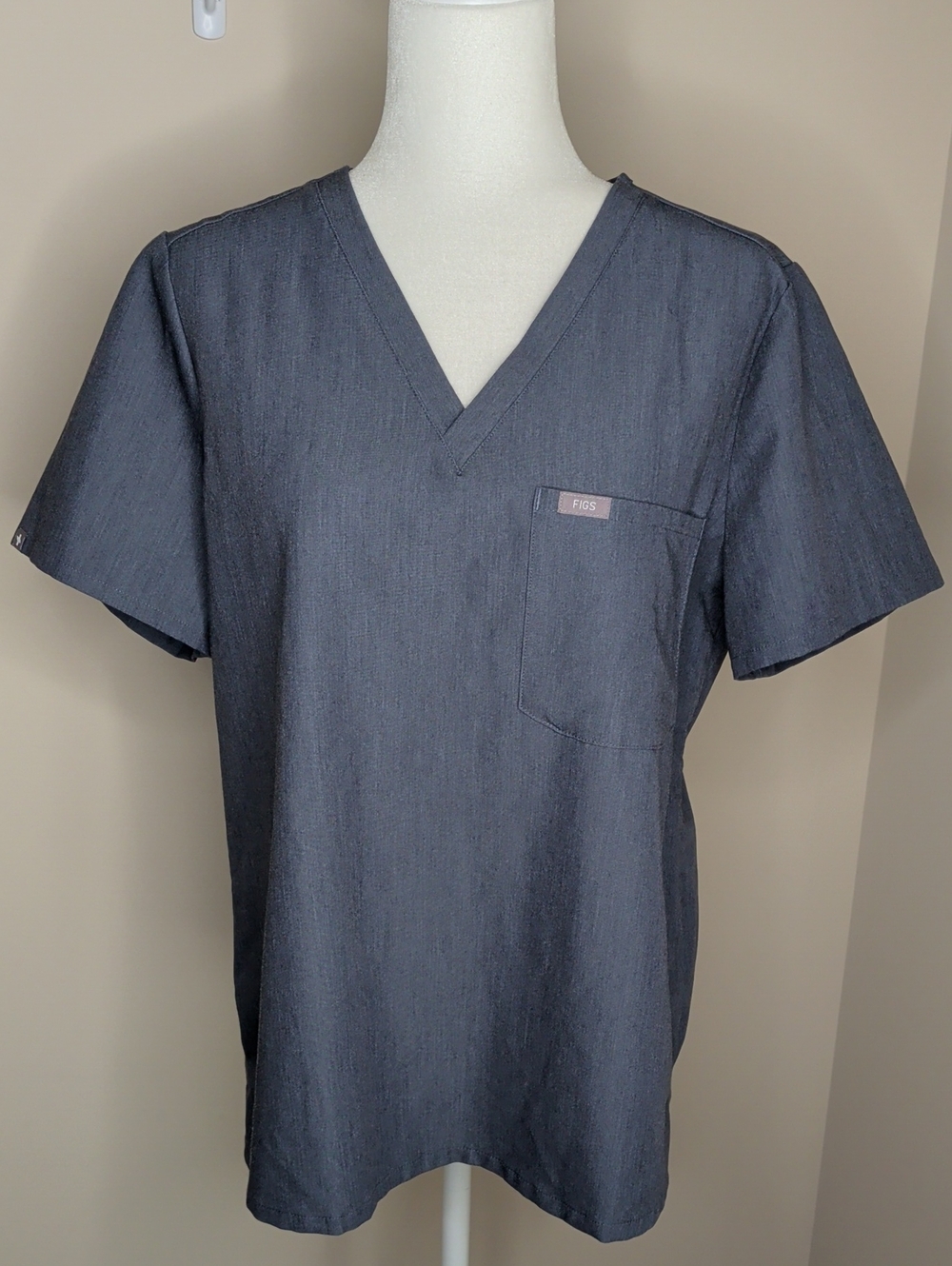 FIGS V-Neck Scrub Top Blue And Gray Color Size Large